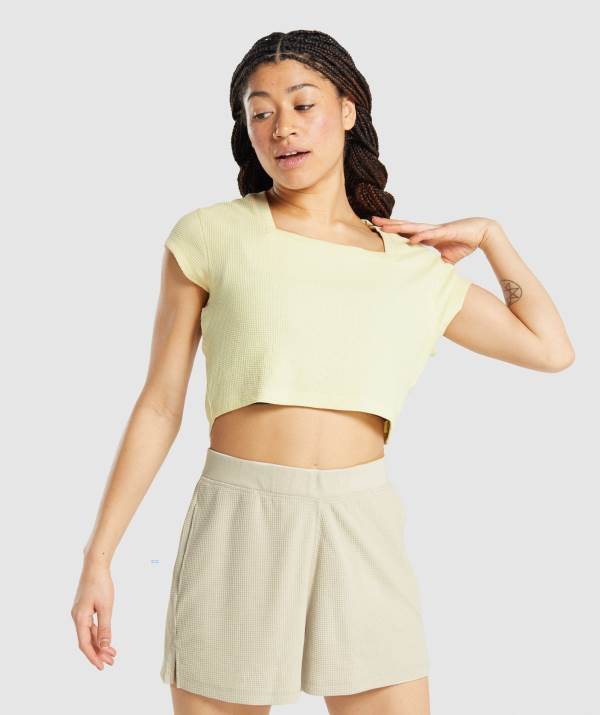 Damske Crop Top Gymshark Pause Žlté | ZD8059673